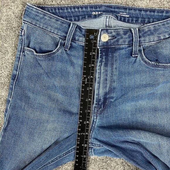 Old Navy Women's Mid-Rise Straight Leg Blue Stretch Casual Jeans - Picture 2 of 8